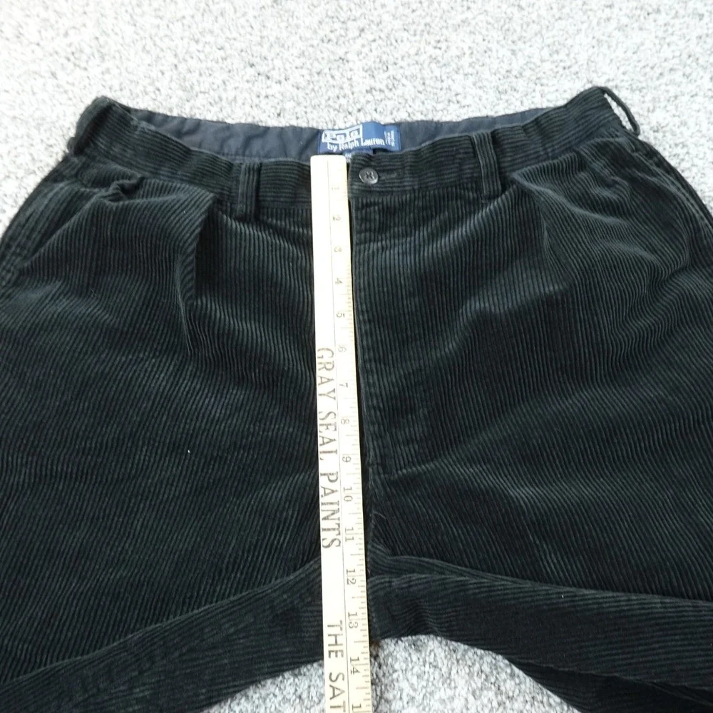 VTG Ralph Lauren‎ Pants Mens 35X32 Black Corduroy Andrew Chino Trouser Pleated